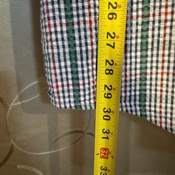 Tropicool Men's Plaid Shirt XL Short Sleeve Button Down Green Red Casual Preppy - Picture 5 of 6